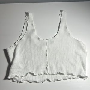 White Ribbed Cropped Tank Top